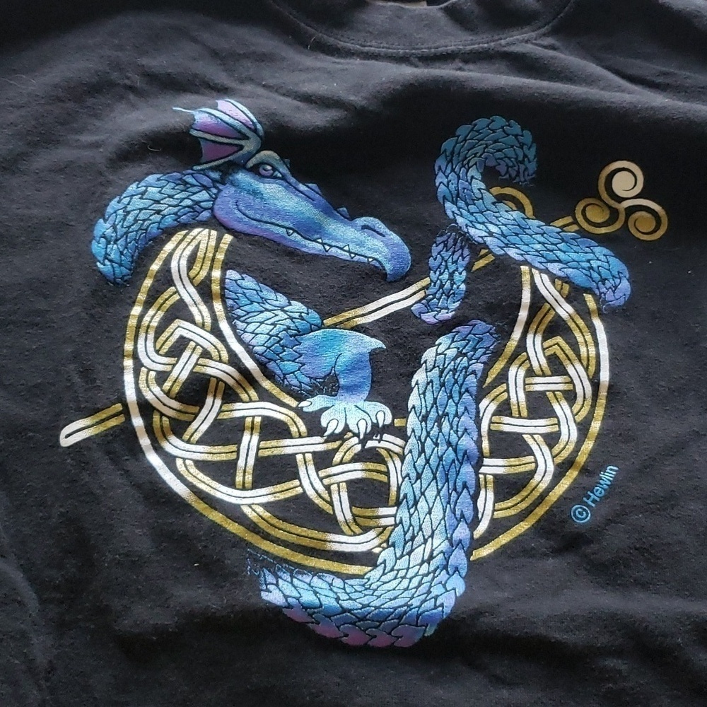 90s Vintage tee hewlin dragon art tattoo stiles Rare retro
